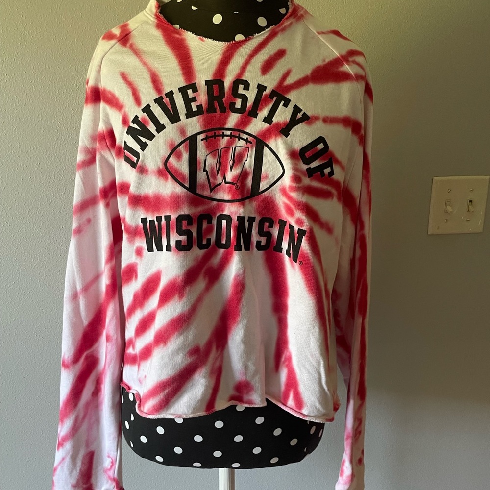 University of Wisconsin Tie-Dye Sweatshirt by PINK size Medium